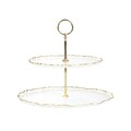 Platou etajat cu 2 niveluri Lisala, Homla, 21 cm/28 cm, sticla/inox, transparent/auriu