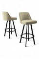 Set scaun de bar (6 bucăți), Charlotte, Atex, Crem/Negru