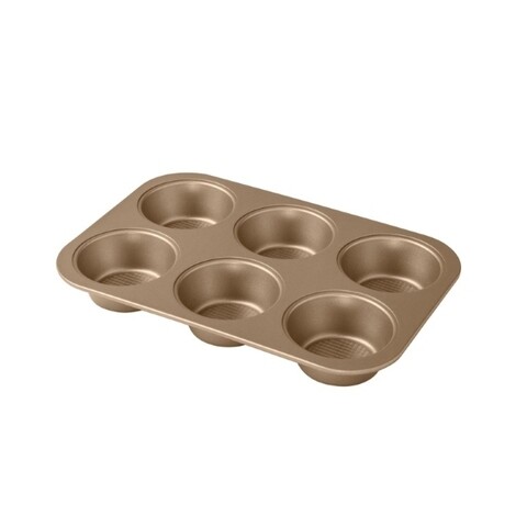 Tava de copt, gold, brandani, 32x21.5 cm, otel carbon non-stick, 6 briose