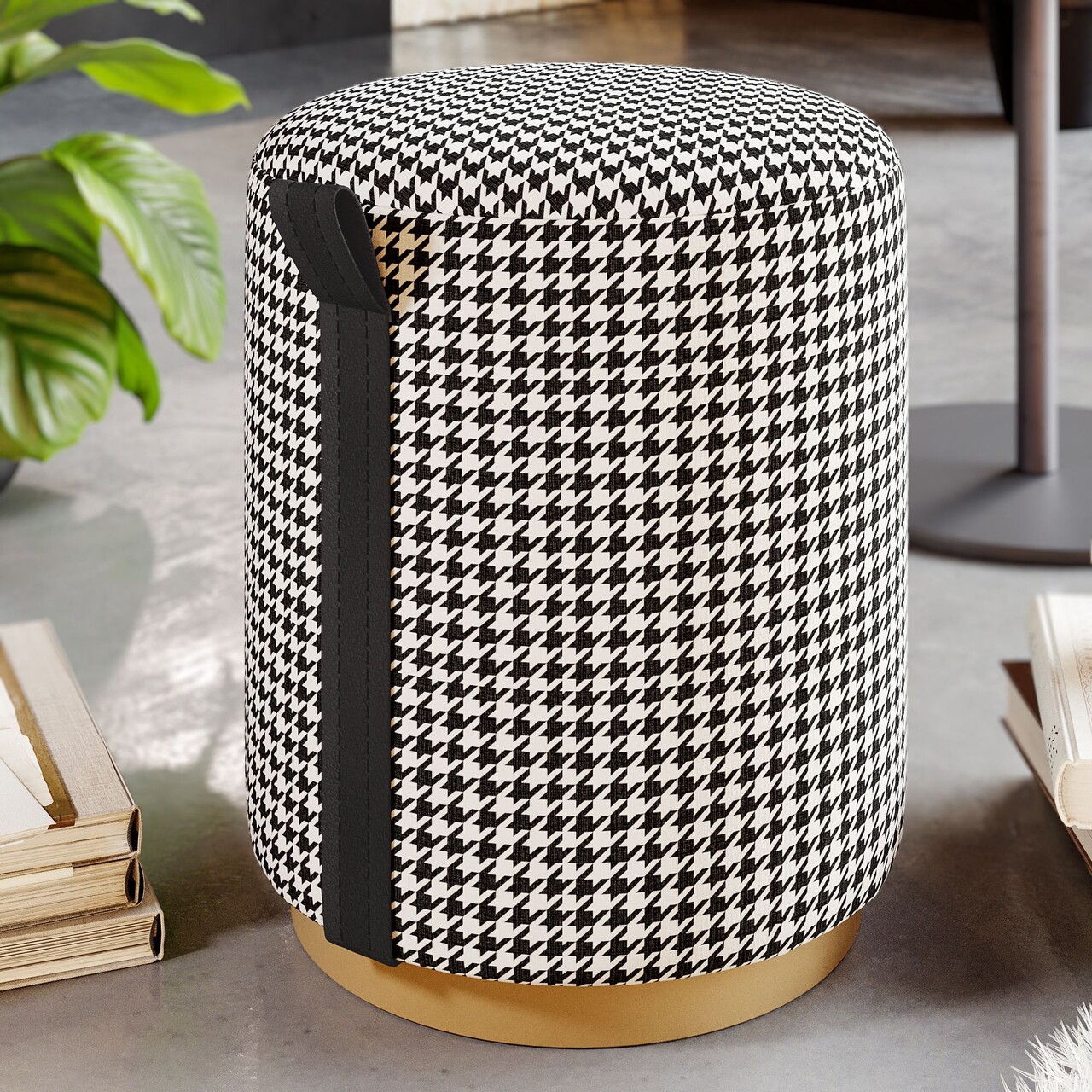 Taburet, Atelier del Sofa, 774BNT1105, Cadru: PAL BRUT/PLOP, Alb/Negru - view 4