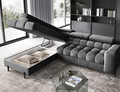 Coltar extensibil stanga 5 locuri ELTAP, LT-06PA, Ferucce, 276x200x93 cm, lemn/poliester, gri inchis