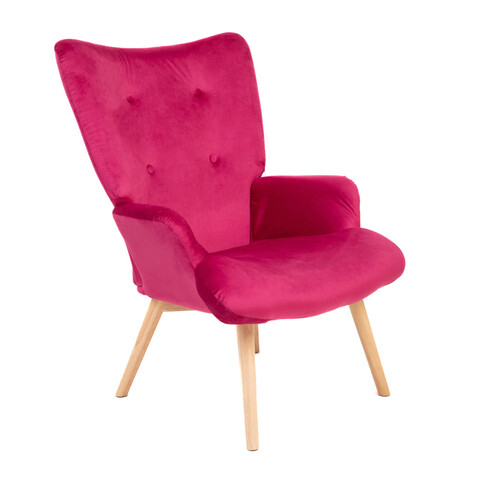 Fotoliu Moss, Homla, 70x55x95 cm, lemn/catifea din poliester, fucsia