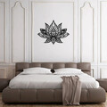 Decoratiune de perete, Lotus Flower, Metal, Dimensiune: 70 x 44 cm, Negru
