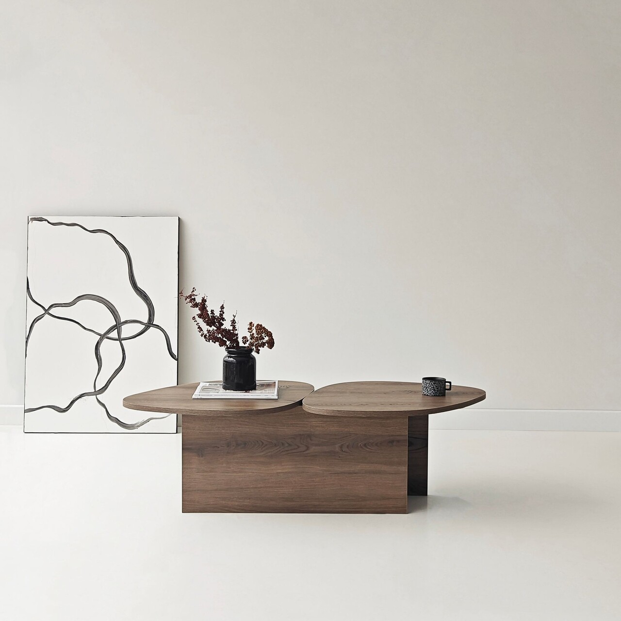 Masuta de cafea, Hanah Home, Stones, 125x38x60 cm, Maro - view 5