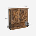Dulap de perete cu 3 rafturi si suport uscator de par, Vasagle, 60x16x60 cm, PAL/otel, maro rustic