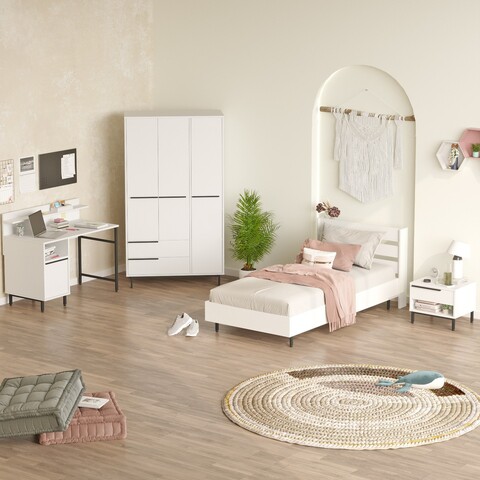 Set dormitor pentru copii, Locelso, ON24-W, Alb