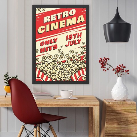 Tablou decorativ, Retro Cinema (55 x 75), MDF , Polistiren, Crem / Roșu Colton