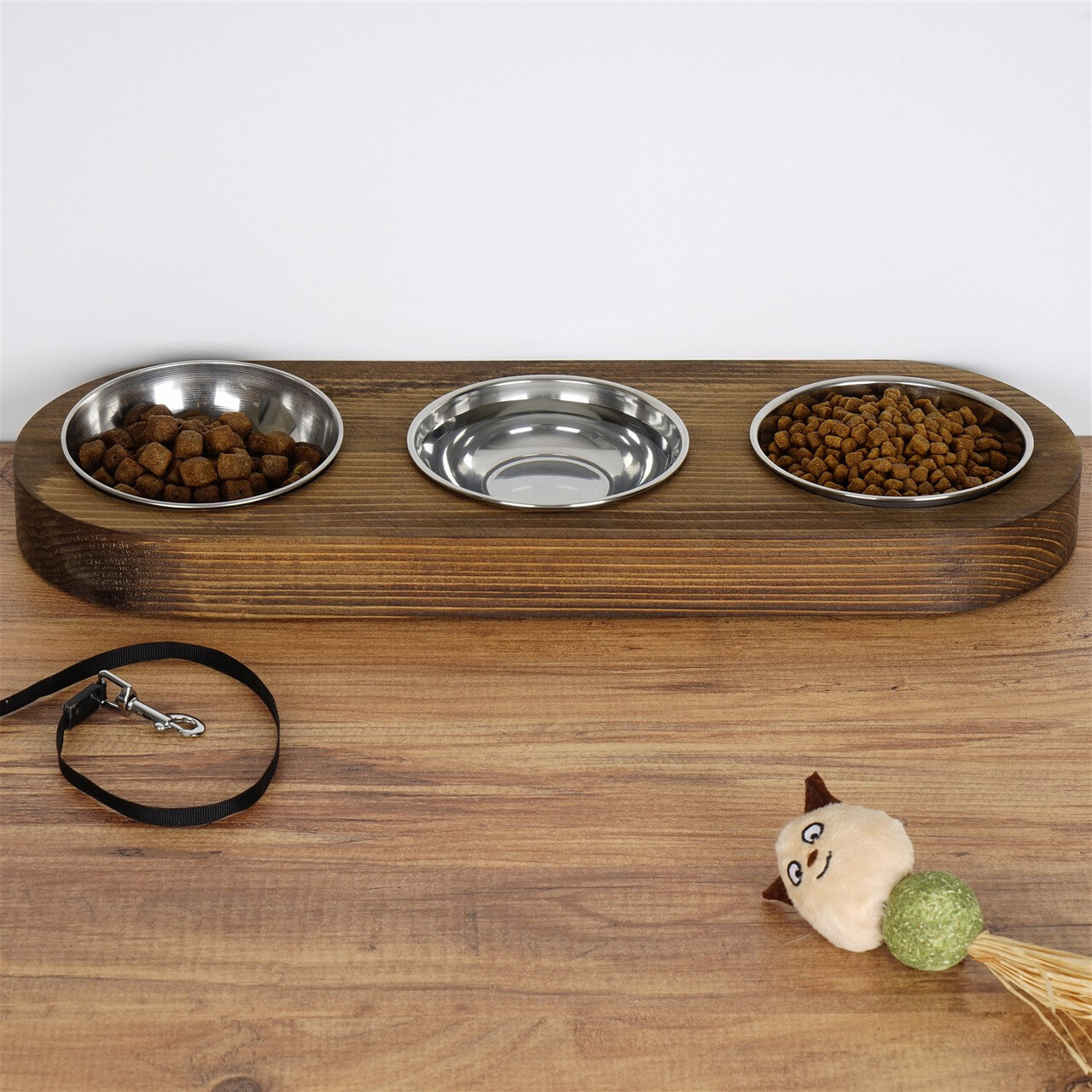 Bol pentru hrana animale de companie, Evila Originals, Pet016, 17x3x48 cm, Lemn, Maro - 1 | YEO