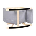 Scaun balansoar reglabil in 5 pozitii, Songmics, 67x125x91 cm, max 150 kg, lemn de mesteacan/bumbac, gri deschis