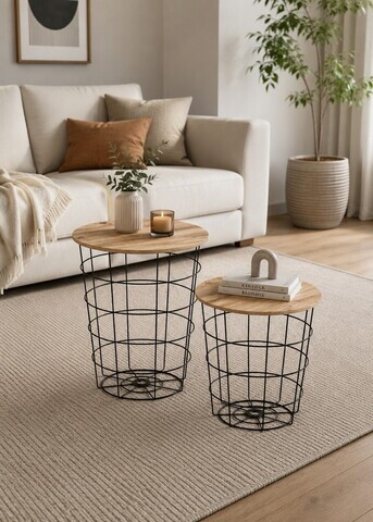 Set masute de cafea, Hanah Home, Riva, Pin Atlantic / Negru