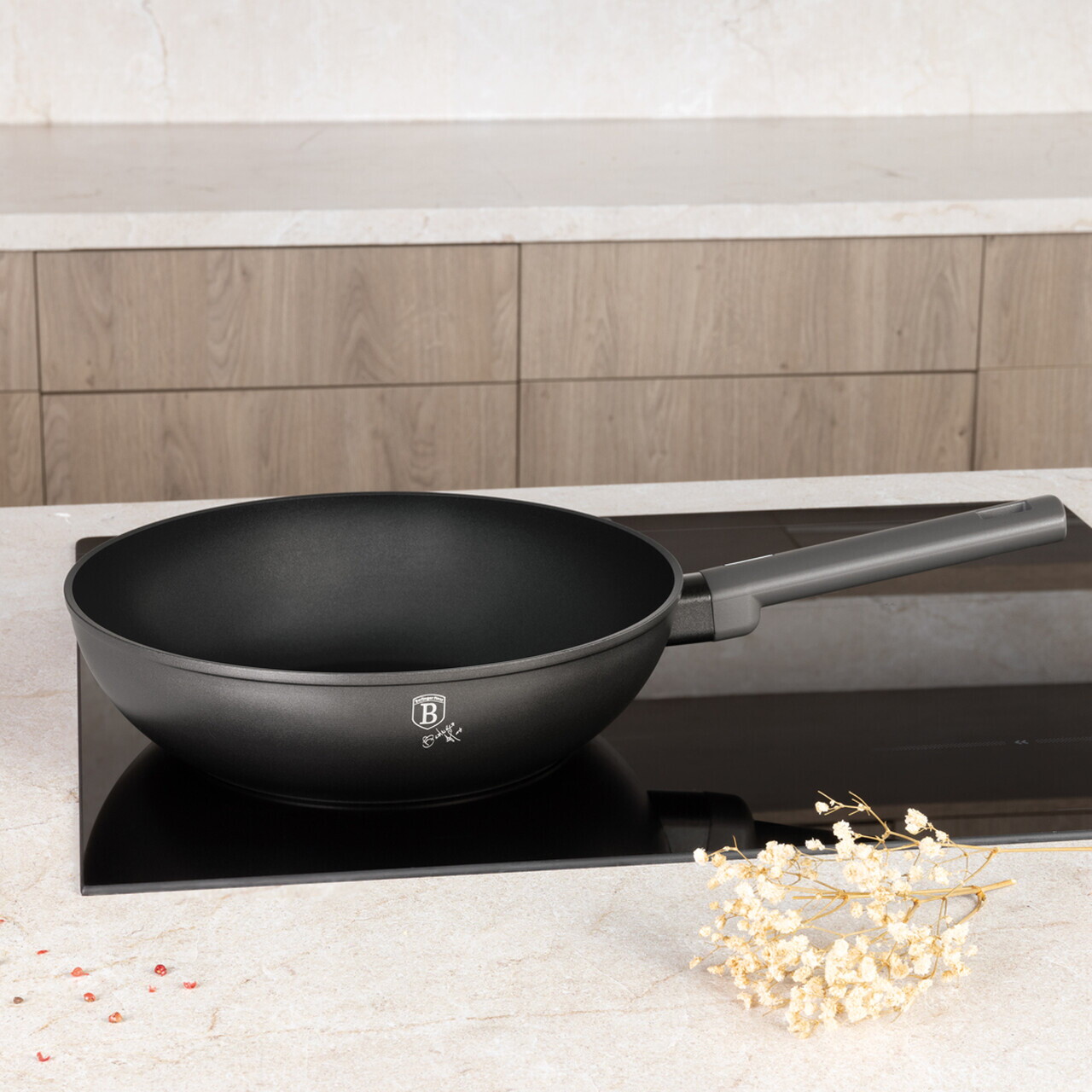 Tigaie Wok Berlinger Haus, Anthracite, 28 cm, 3.2 L, aluminiu forjat, antracit mat - imagine 3
