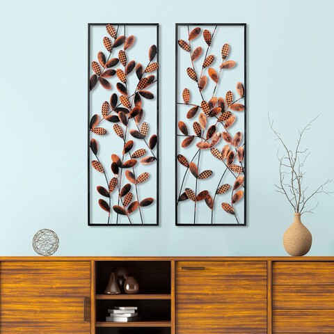 Decoratiune de perete, olips 3, metal, 32 x 90 cm, 2 piese, multicolor