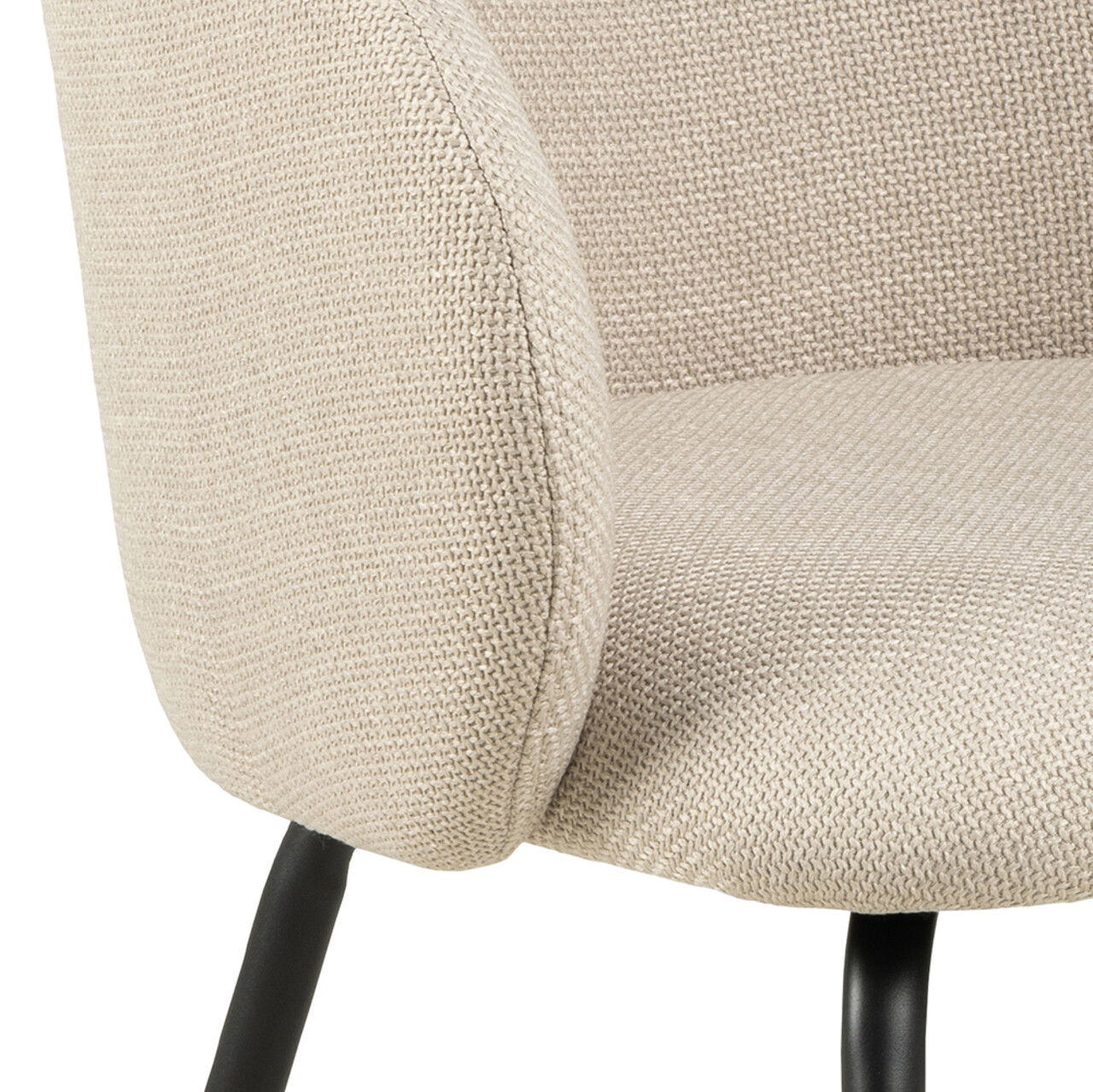 Scaun Eleanor, Actona, 55.5x55x79 cm, tesatura structurata/otel, bej/negru mat - view 3