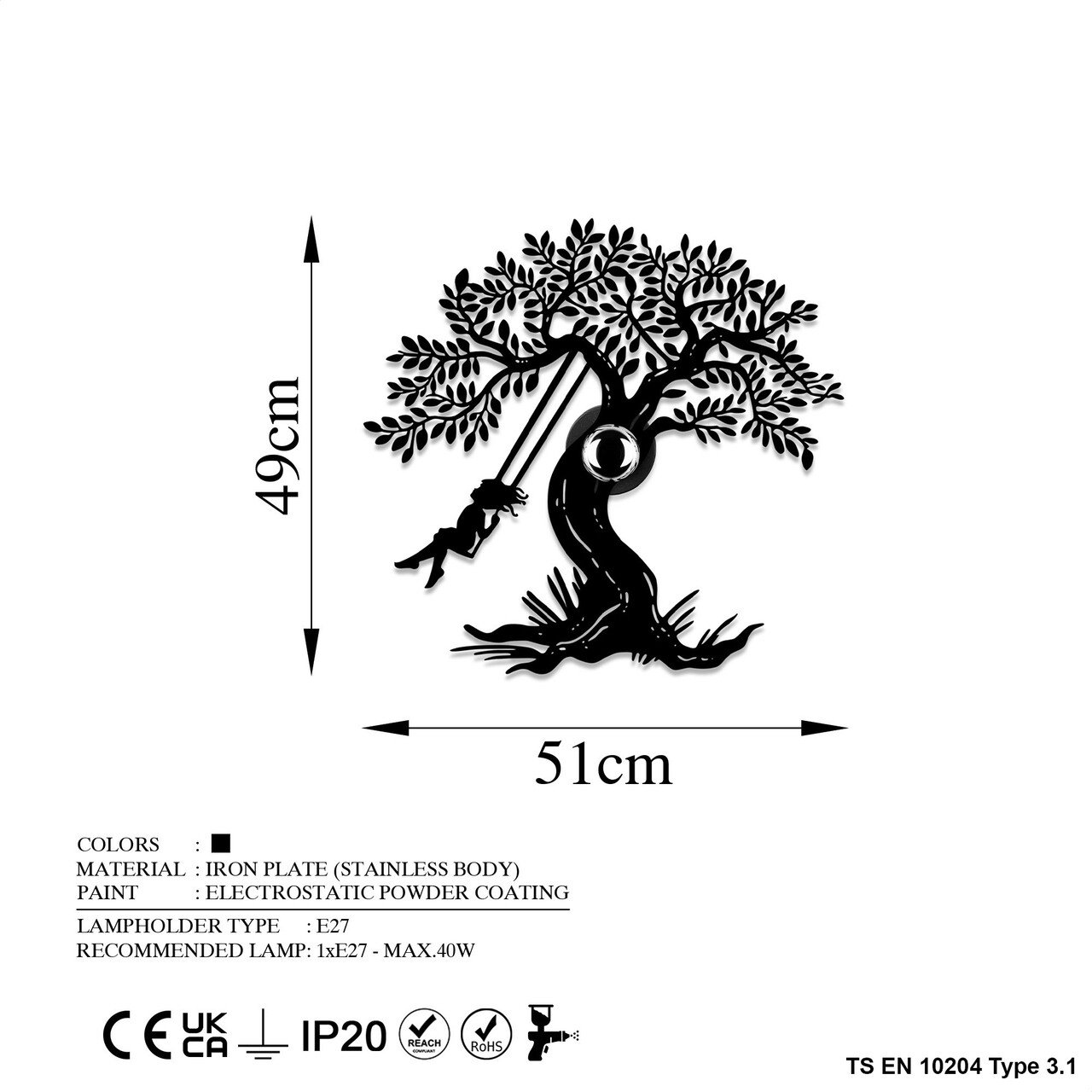 Aplica de perete, Shadow, 526SHD1187, Metal, Negru