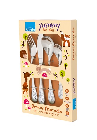 Poza Set tacamuri pentru copii 4 piese, Amefa, Forest Friends, inox