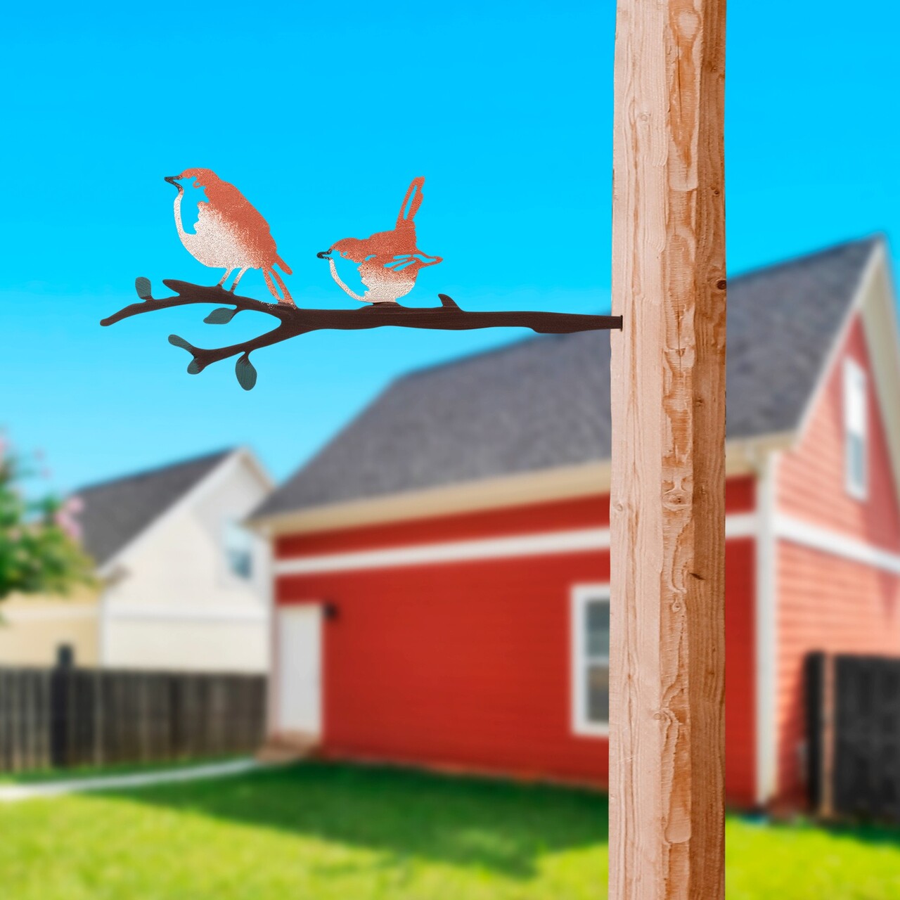 Obiect decorativ de grădină, Bird on the branch 23, 22x55 cm, Multicolor - imagine 3