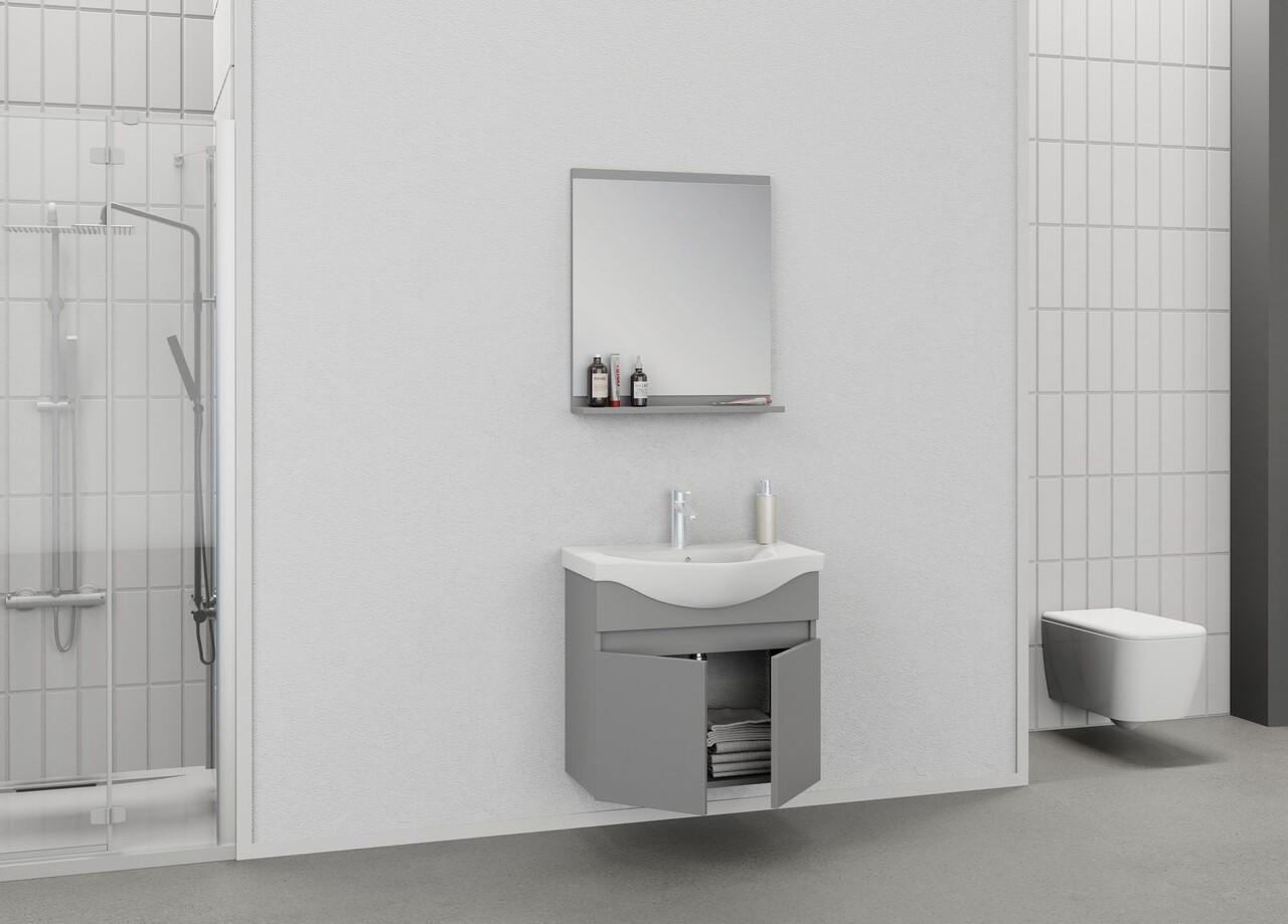 Set mobilier de baie (2 piese), Hanah Home, Mare 65, Gri Mat - view 3
