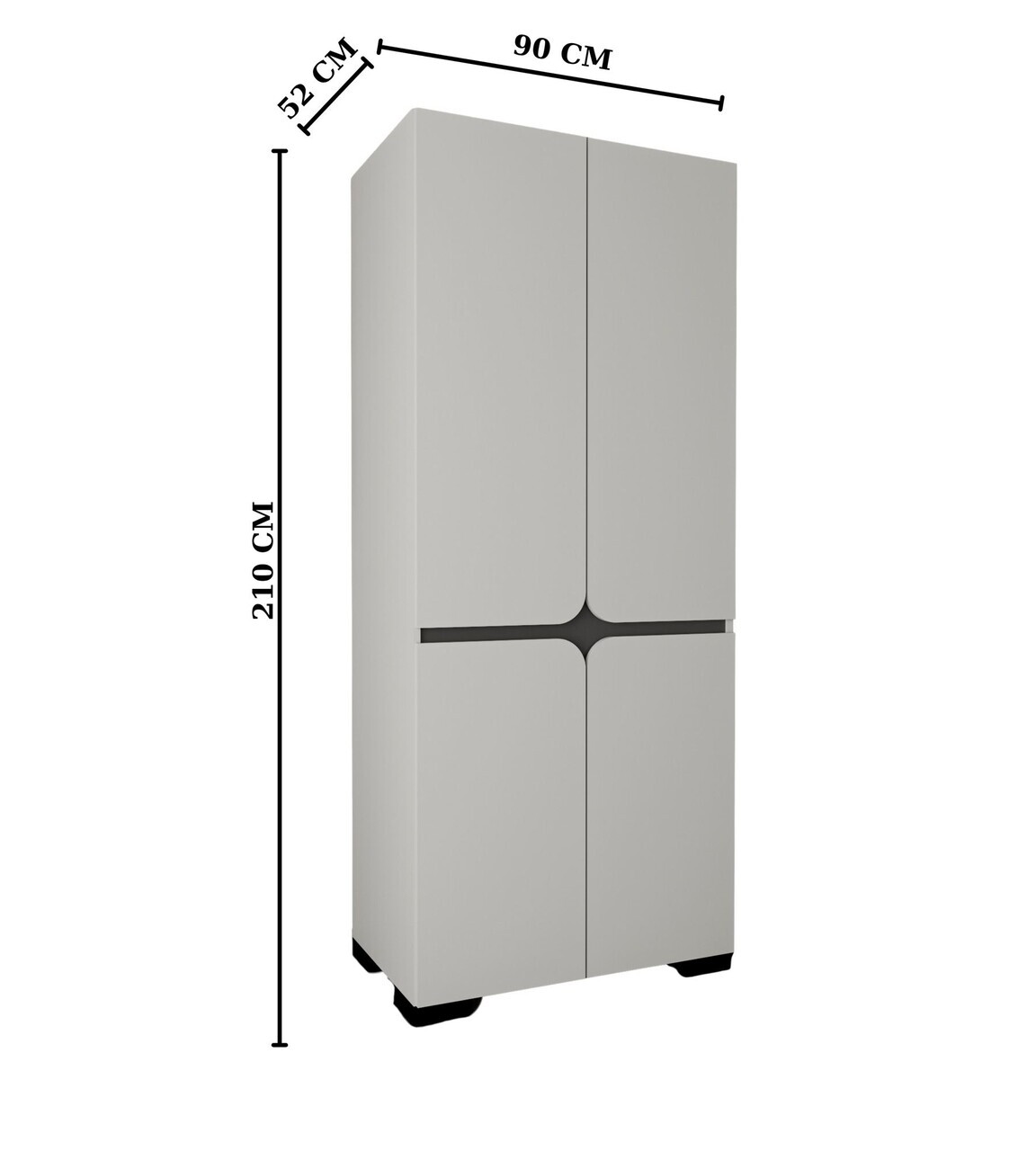 Dulap pentru haine, Hanah Home, Floransa Star 90, 90x210x52 cm, PAL MELAMINAT, Gri — imaginea 5