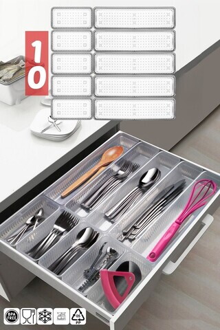 Set organizator sertare, Hermia, 639OKK1255, Dimensiune: 7,5 x 30 cm (5 bucăți), Transparent