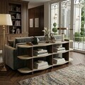 Consola, Hanah Home, Flusso, 170x65x30 cm, PAL, Travertin / Nuc