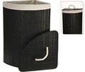 Cos de rufe Corner shape, 35x35x60 cm, bambus, negru