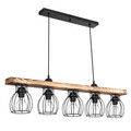 Lustra Jazzy, Pakoworld, 100x12x75 cm, 5 x E27, 20W, lemn/metal, maro/negru