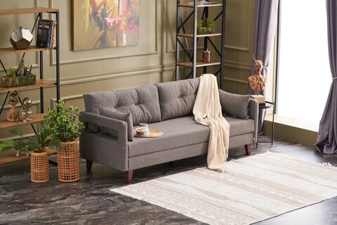 Canapea extensibila Comfort, Balcab Home, 3 locuri, 205x80x80 cm, lemn, maro