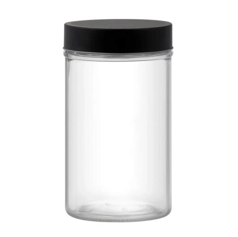 Recipient cu capac milos round, domotti, 9.8 x 17.7 cm, 1 l, sticla/inox, transparent/negru