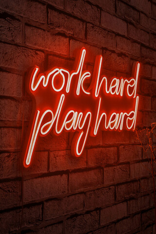 Decoratiune luminoasa led, work hard play hard, benzi flexibile de neon, dc 12 v, rosu