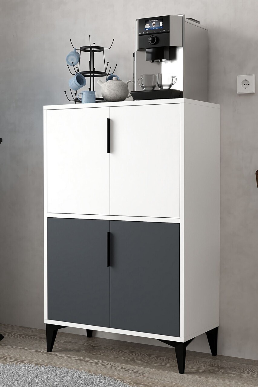 Dulap multifunctional, Hanah Home, Ada 1402, 72x114x36.5 cm, PAL, Alb / Antracit — imaginea 3