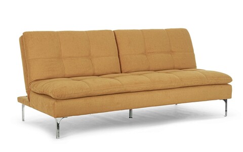 Canapea extensibila cu 3 locuri Leon, Bizzotto, 190 x 94 x 85 cm, lemn de eucalipt/otel/poliester, galben