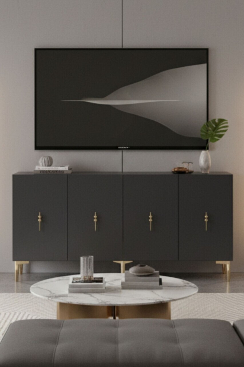 Consola, Hanah Home, Salkım 150, 125x75x32 cm, Antracit / Aur — imaginea 4