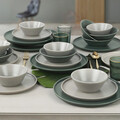 Serviciu de masa, Keramika, 275KRM1702, Ceramica , Nu absoarbe apa, Verde/Alb