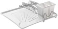 Scurgator vase cu suport pentru tacamuri Space Tex, Metaltex, 12 x 31 x 35 cm, inox/plastic, alb/argintiu
