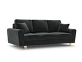 Canapea extensibila 3 locuri, Moghan, Micadoni Home, GL, 235x100x88 cm, catifea, gri inchis