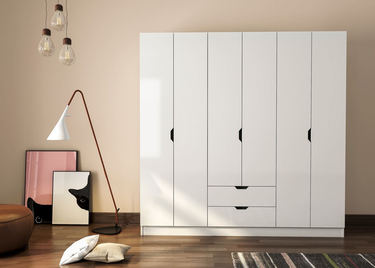 Dulap pentru haine, Rabi, Rb-157, 180x180x45 cm, Alb mat - 1 | YEO