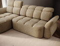 Coltar extensibil stanga 3 locuri ELTAP, Beneth, 301x185x115 cm, lemn/poliester, bej inchis