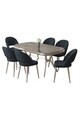 Set masa si scaune (7 piese), Hanah Home, Jita, Antracit / Crom