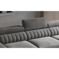 Coltar extensibil dreapta 3 locuri ELTAP, RT-06LE, Grayson, 278x205x92 cm, lemn/poliester, gri inchis