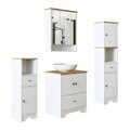 Set Dulap de Baie cu Chiuvetă și Oglindă (4 Piese), Hanah Home, 2410, MDF-LAM, Alb mat