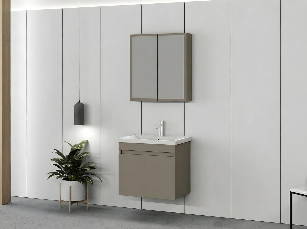 Set mobilier de baie (2 piese), Hanah Home, Foresta 65, Latte - view 3