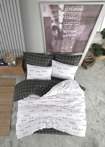Lenjerie de pat dubla, wimper - white, enlora home, bumbac ranforce