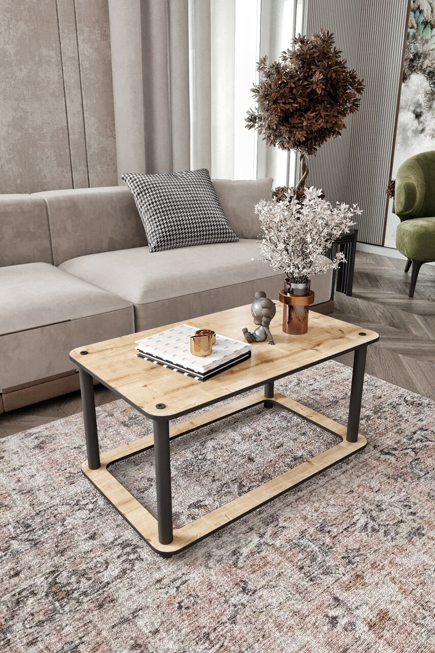 Masuta de cafea, Hanah Home, Hole Rect, 70x38x42 cm, MDF , Stejar - view 2