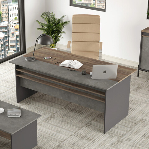 Birou, locelso, vs1, 180x75x89.5 cm, maro / gri / antracit