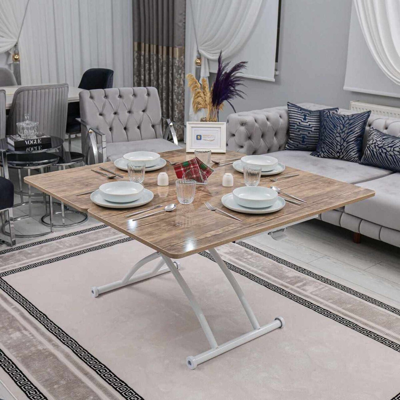Masuta de cafea, Hanah Home, Juppo Ext, MDF, Antic / Alb — imaginea 2