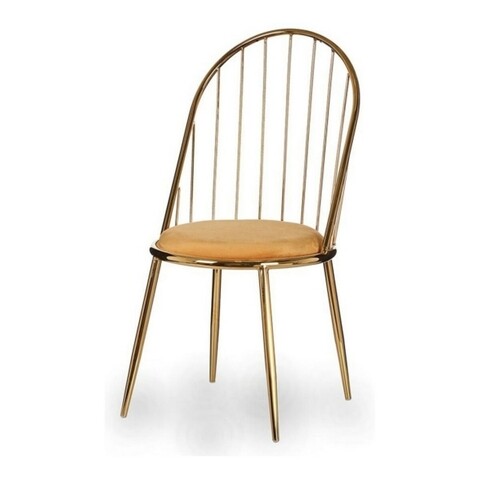 Scaun Golden Quinn, Gift Decor, 48 x 48 x 95.5 cm, fier/poliester, galben mustar 95.5