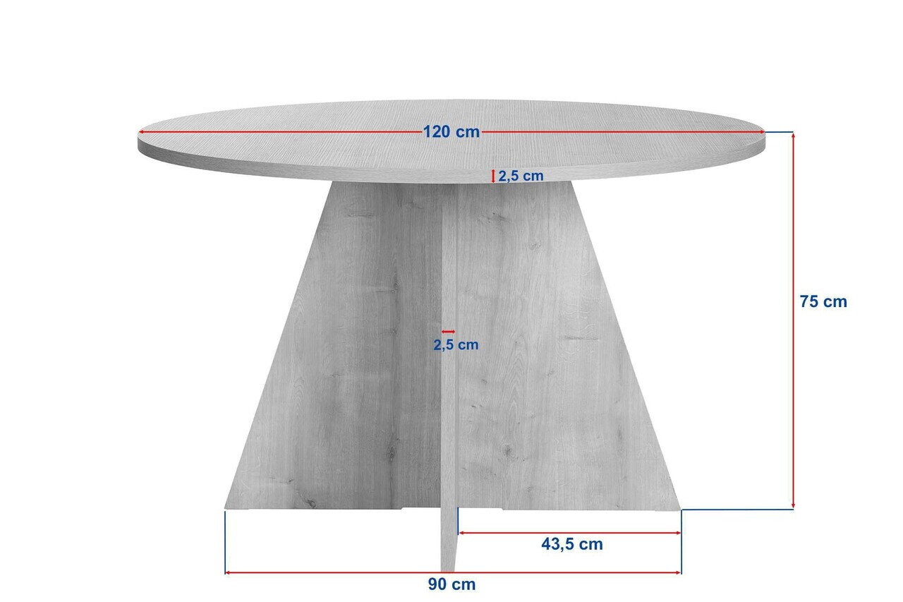 Masa, Hanah Home, Virella, 120x75x120 cm, PAL, Travertin / Nuc Venezia — imaginea 8