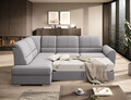 Coltar extensibil stanga 3 locuri ELTAP, LT-04GO, Siber, 270x186x93 cm, lemn/poliester, gri deschis