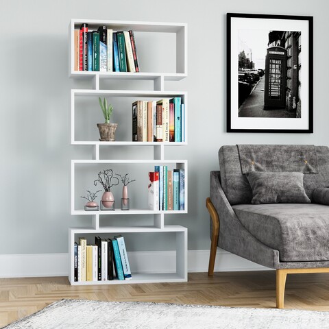 Biblioteca, Colman, Langdon 935CMN1116, 72 x 25 x 161 cm, pal melaminat, alb 161