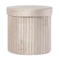 Taburet cu spatiu de depozitare Jocelyn Round, Bizzotto, 38x38x38 cm, MDF/catifea, bej